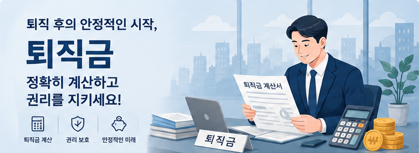 회사 퇴직과 퇴직금 계산을 표현한 AI 대표 이미지