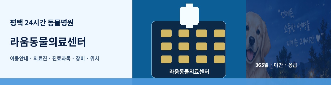 평택 24시간 동물병원 · 라움동물의료센터 이용안내 대표 이미지