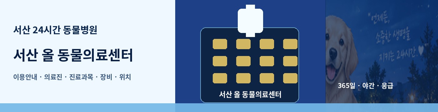 서산 24시간 동물병원 · 서산 올 동물의료센터 이용안내 대표 이미지