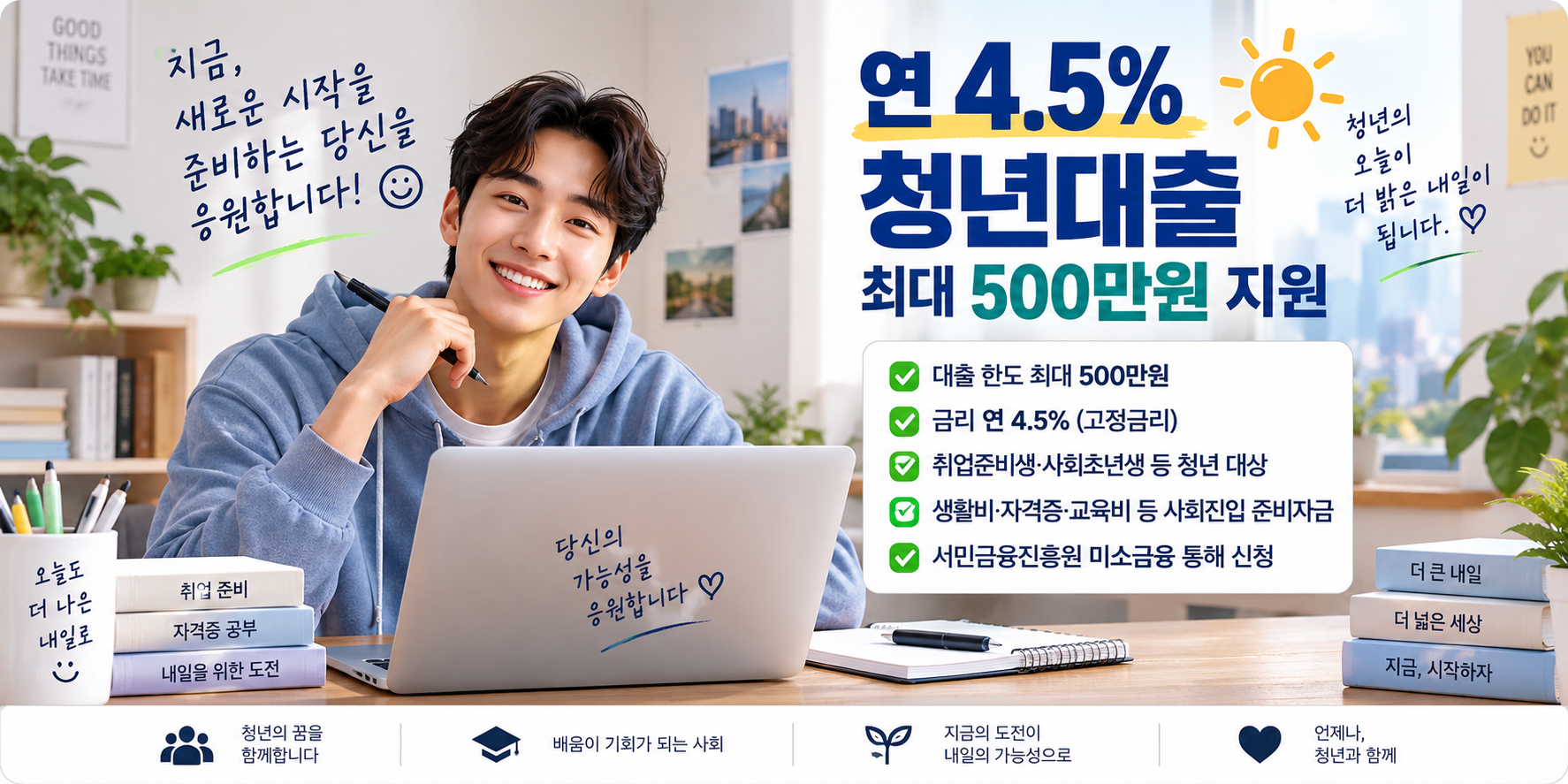 청년 미래이음 대출 연 4.5% 최대 500만원 안내